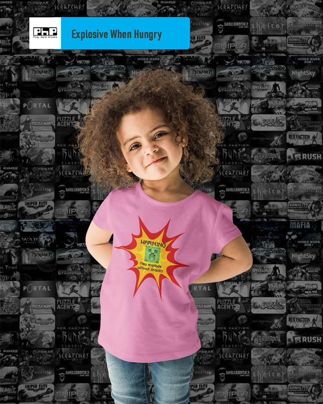 **Warning May Explode Without Snacks** Kids Minecraft Creeper T Shirt