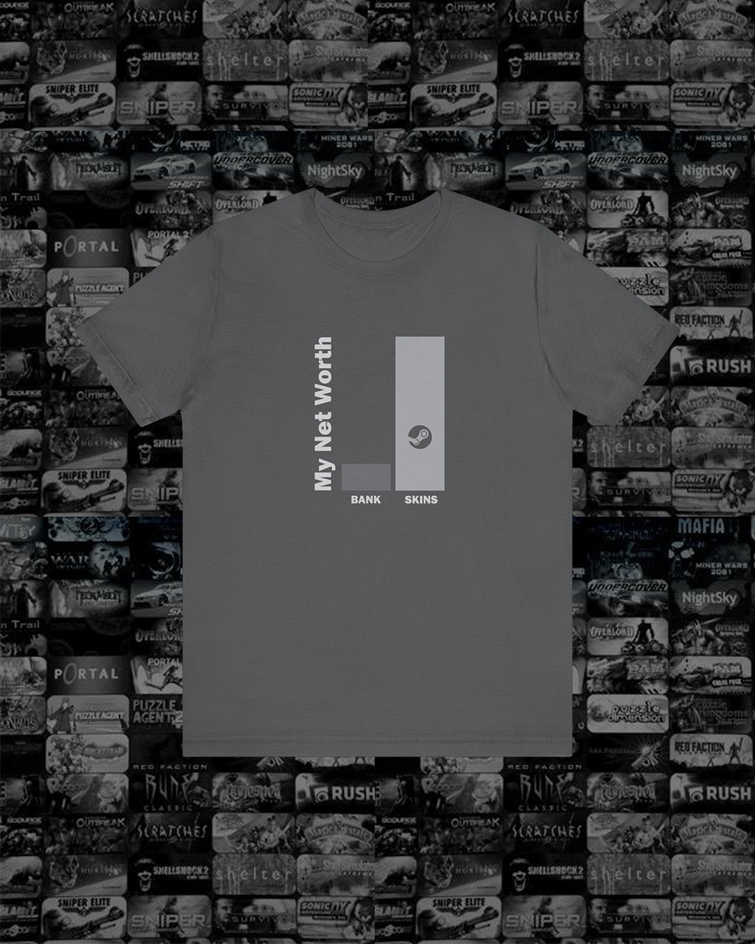 Bank Vs Steam Skins Gaming Humour Unisex Tshirt