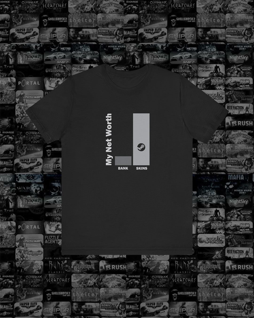 Bank Vs Steam Skins Gaming Humour Unisex Tshirt