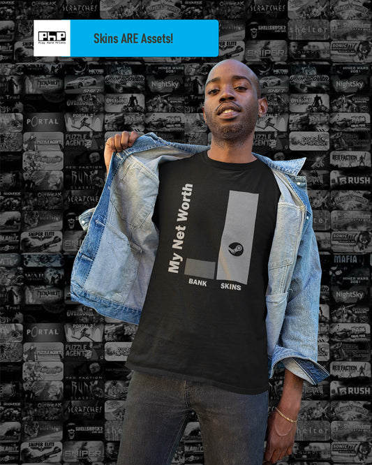 Bank Vs Steam Skins Gaming Humour Unisex Tshirt