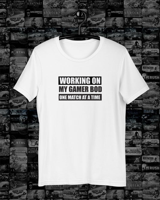 Working on My Gamer Bod Gaming Humour Unisex Tshirt