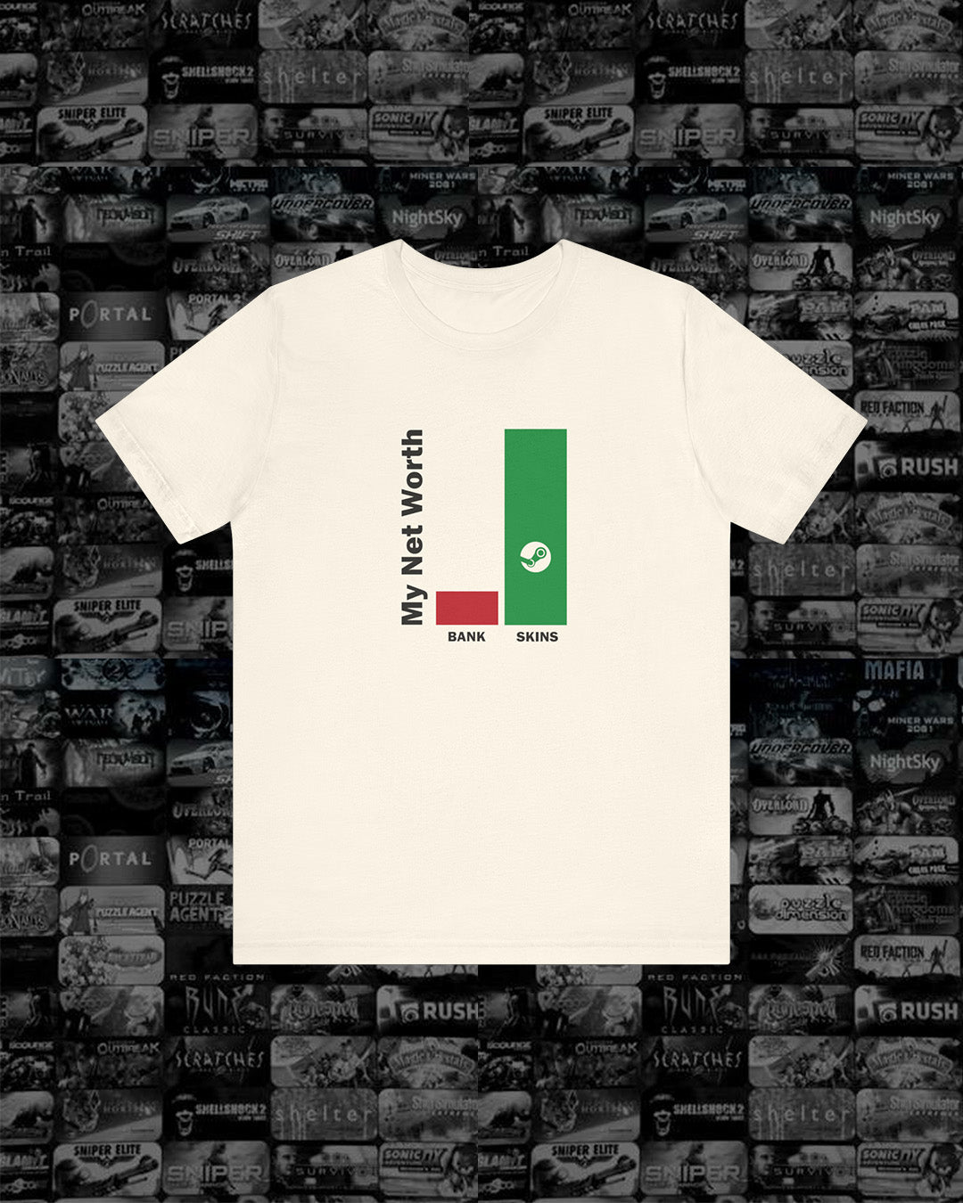 Bank Vs Steam Skins Gaming Humour Unisex Tshirt