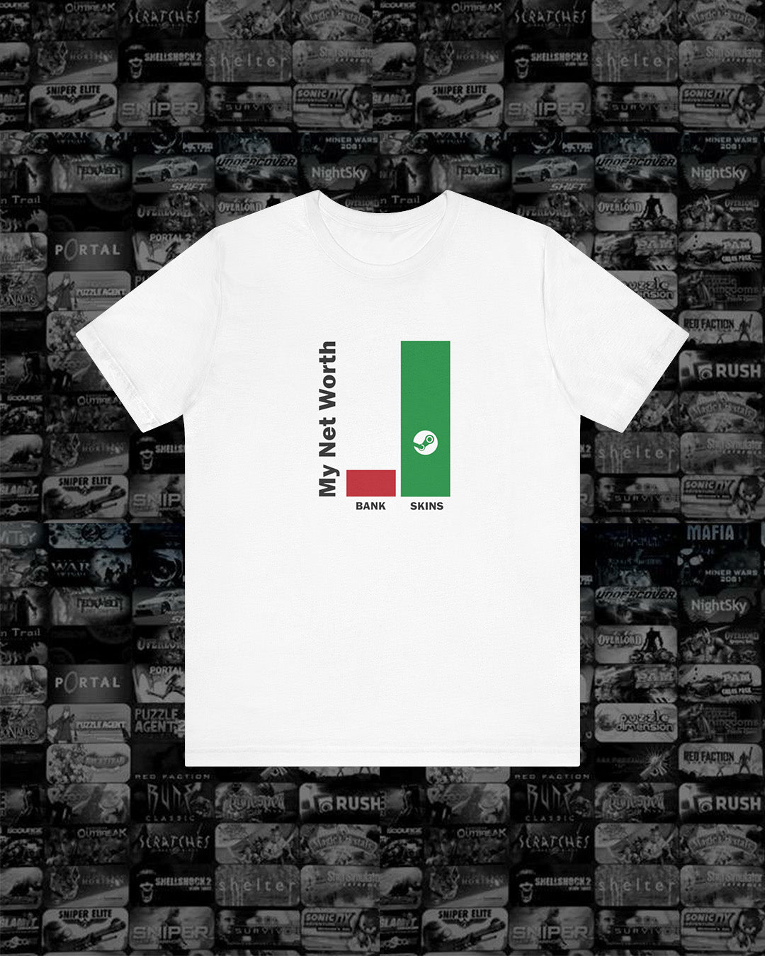 Bank Vs Steam Skins Gaming Humour Unisex Tshirt